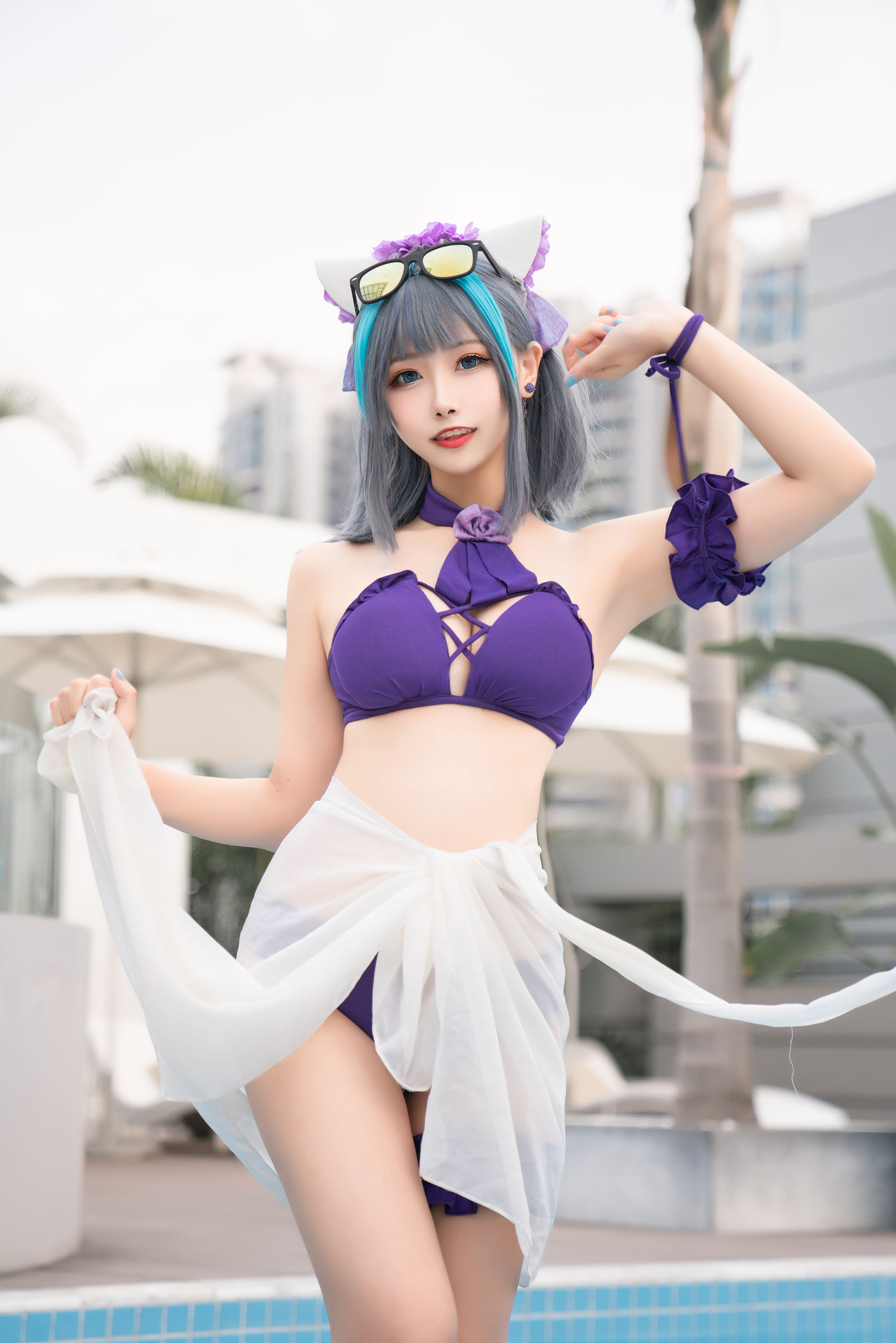 [COS福利]微博妹子Momoko葵葵–柴郡水着插图1